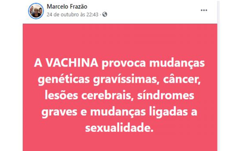 Post do youtuber Marcelo Frazão (Foto: Reprodução)