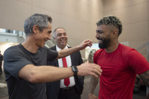 Paulo Sousa, Marcos Braz e Gabriel Barbosa