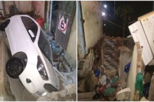 Carro é engolido após desabamento em bar de Belo Horizonte