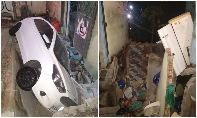 Carro é engolido após desabamento em bar de Belo Horizonte