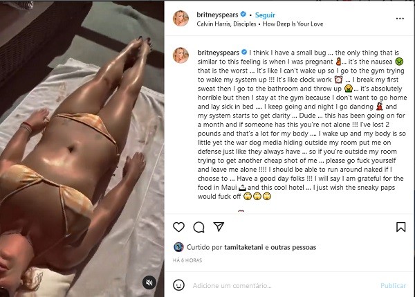 Britney Spears posa de biquíni e xinga fotógrafos