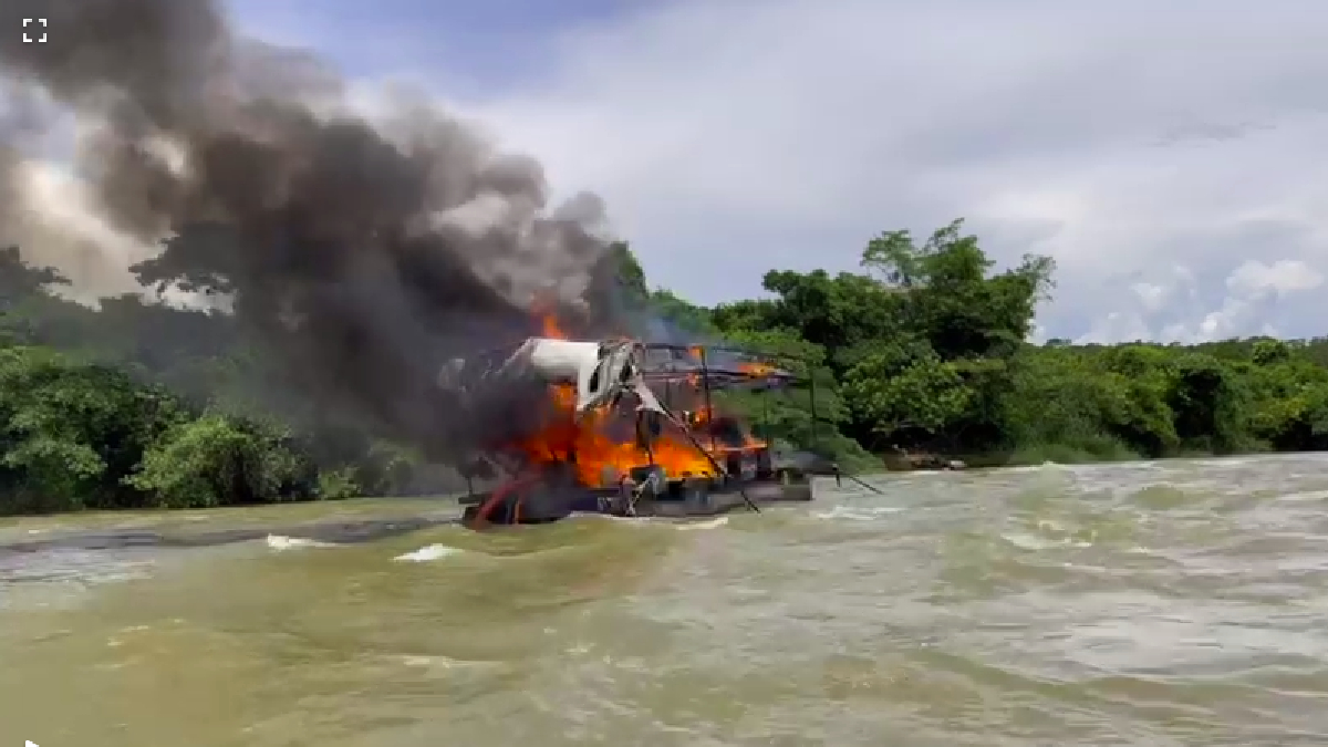 Polícia queima balsas e prende oito suspeitos de garimpo ilegal em Pires do Rio