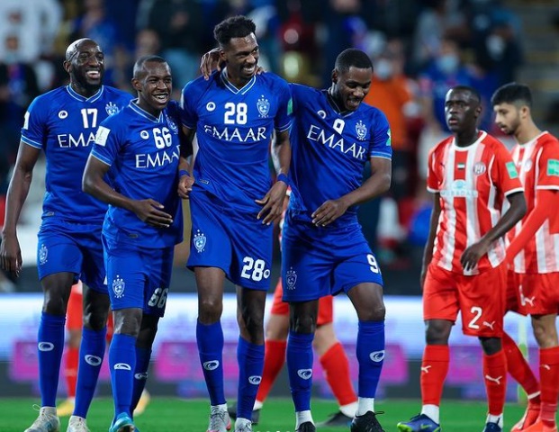 Jogadores do Al Hilal comemoram vitória no Mundial