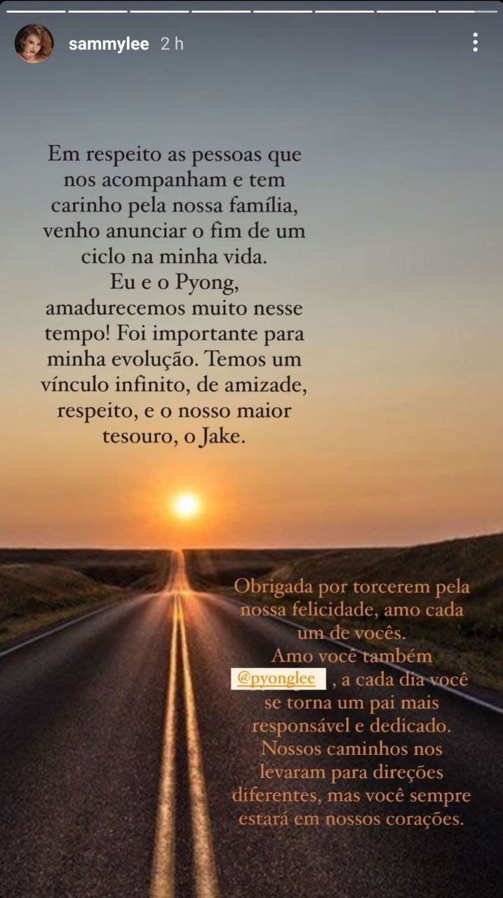 Os dois afirmaram que vão manter a amizade. Sammy Lee e o ex-BBB Pyong Lee anunciam separação pela segunda vez