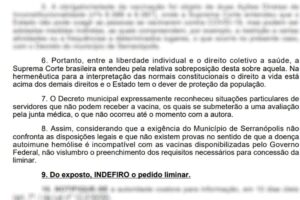 Técnica de enfermagem é afastada após não se vacinar contra a covid-19 em Serranópolis e tem retorno indeferido na justiça