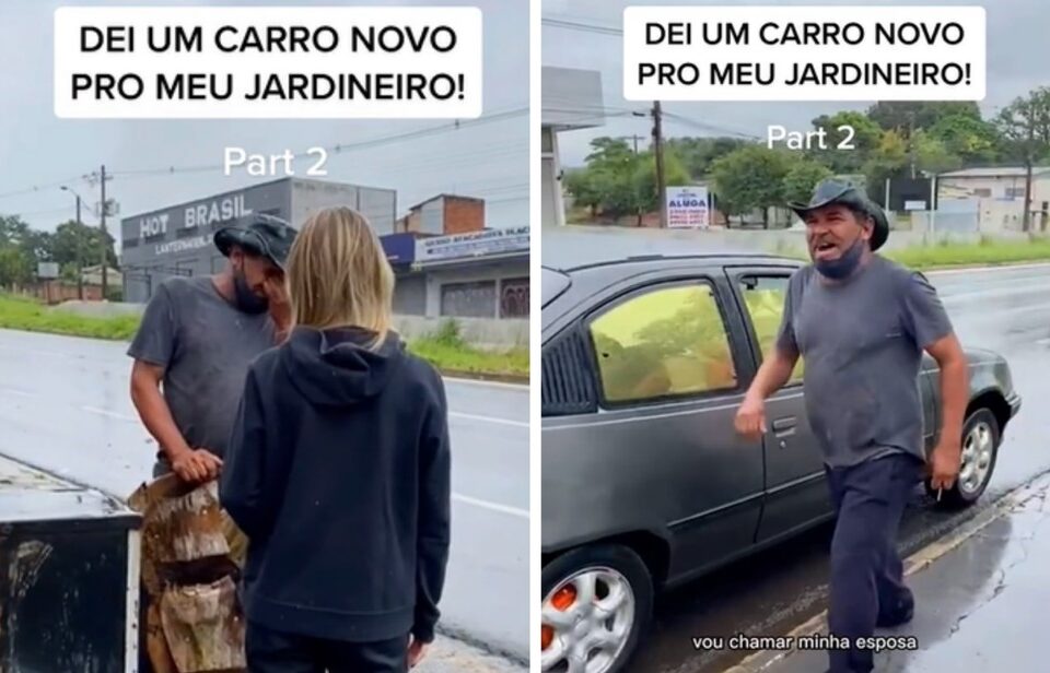Uma empresária viralizou ao arrecadar mais de R$ 6 mil em 24h para ajudar um jardineiro que teve o carro queimado em Aparecida de Goiânia. (Foto: reprodução/redes sociais)