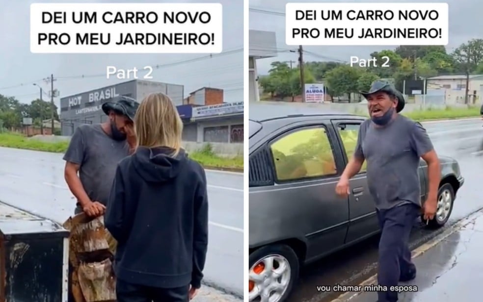 Uma empresária viralizou ao arrecadar mais de R$ 6 mil em 24h para ajudar um jardineiro que teve o carro queimado em Aparecida de Goiânia. (Foto: reprodução/redes sociais)