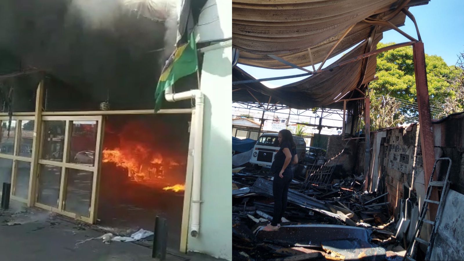 Moradores recolhem doações para reconstruir loja destruída por incêndio em Goiânia