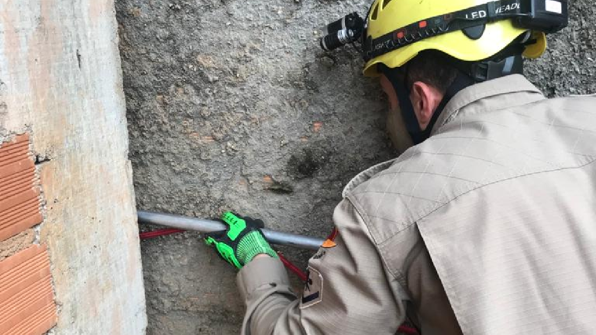 Aos bombeiros, a dona do animal disse que acredita que o felino tenha passado a noite inteira com a cabeça presa no muro