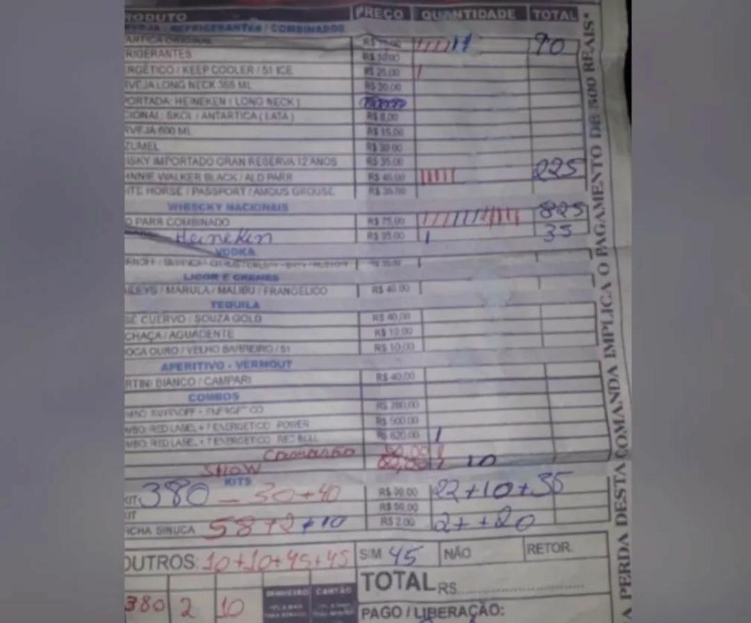 Comanda do homem ficou em mais de R$3,6 mil em prostíbulo