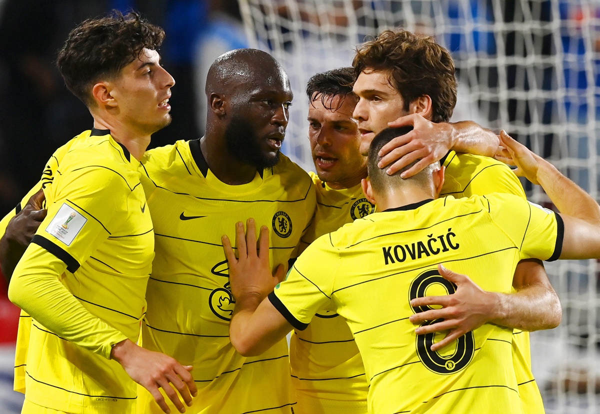 Jogadores do Chelsea comemoram gol no Mundial de Clubes