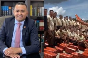 Alunos foram filmados no Colégio Militar de Aparecida de Goiânia após carregarem 6 mil telhas Vereador Ronilson Reis homenagear professor