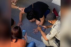 Uma mulher foi vítima de golpes de faca em um shopping localizado na Av. Goiás Norte, no Criméia Oeste, em Goiânia. (Foto: leitor/Mais Goiás)
