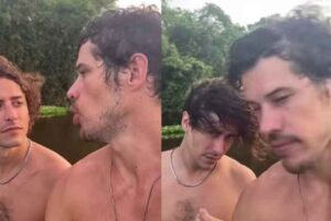 "Com abundância', escreveu ator na legenda. José Loreto e Jesuíta Barbosa mostram o bumbum durante gravações de 'Pantanal'; veja foto