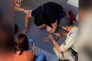 A mulher foi vítima de golpes de faca em um shopping localizado na Av. Goiás Norte, no Criméia Oeste, em Goiânia. (Foto: leitor/Mais Goiás)