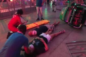 Após pai e filha serem arremessados, brinquedo em shopping é interditado na Bahia (Foto: Reprodução/Redes Sociais)