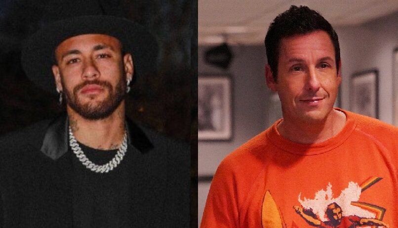 Jogador de futebol encontrou com o ator durante a semana de moda. Neymar tieta Adam Sandler em evento de moda em Paris; veja foto