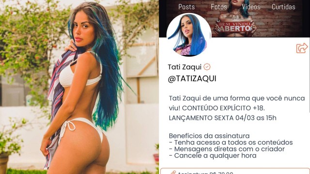 Funkeira passou a vender nudes; assinatura custa R$ 79,90 mensais. Tati Zaqui cria conta em app de conteúdo adulto; veja fotos