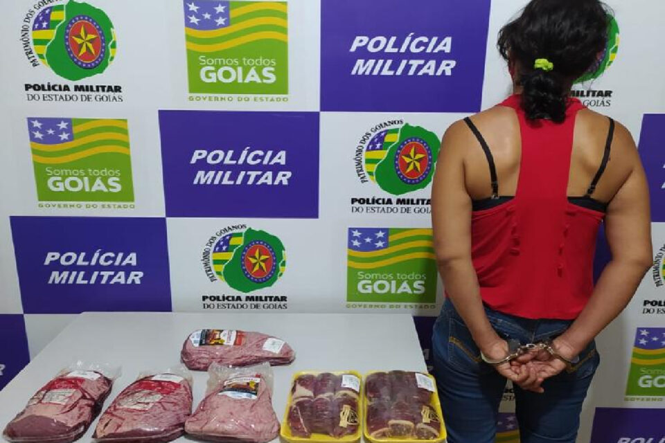 Mulher suspeita de furtar picanha em mercado é presa, em Rio Verde