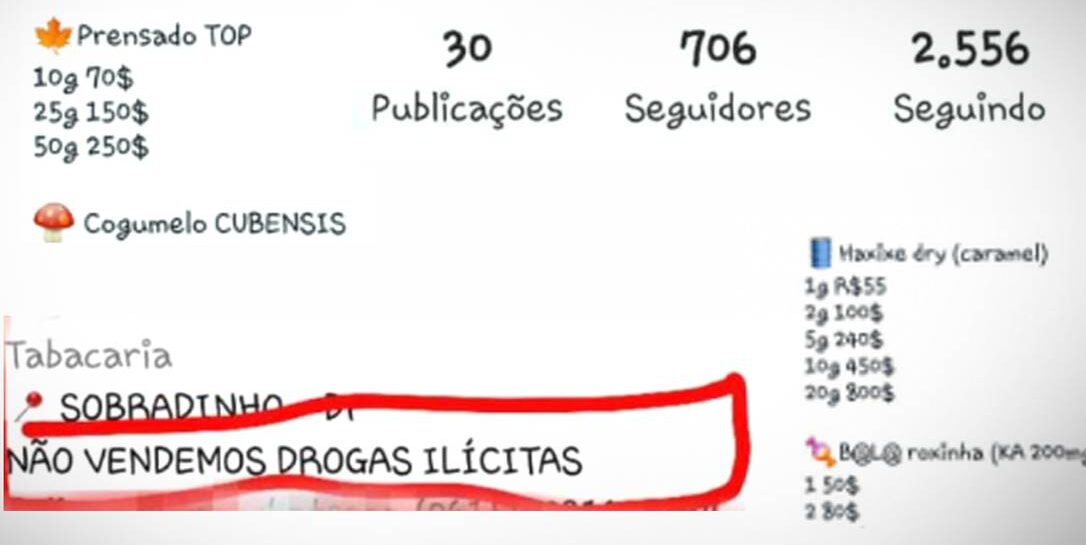Suspeito mantinha um perfil na web. Preso traficante que oferecia drogas em cardápio virtual e entrega grátis no DF