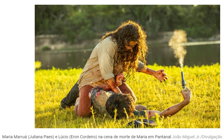 Personagem de Juliana Paes vai morrer nos braços de Juma. Pantanal: confira imagens do making of da morte de Maria Marruá