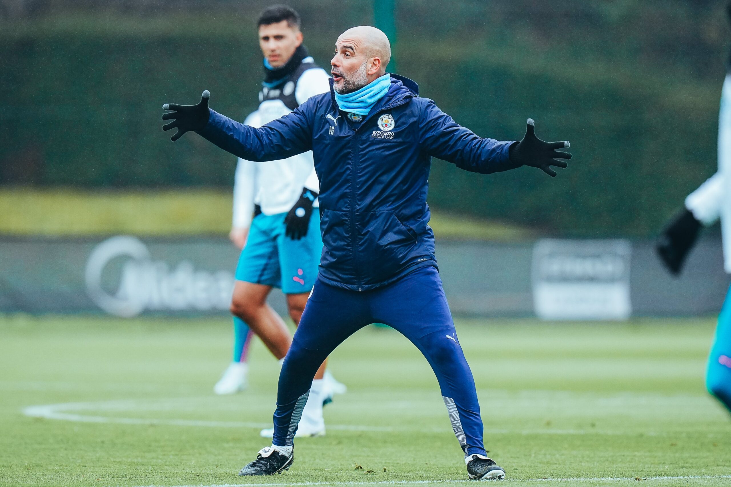 Pep Guardiola treinando o Manchester City