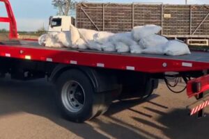 Casal é preso por transportar 400kg de agrotóxico irregular na BR-050, em Catalão (Foto: Divulgação/PRF)