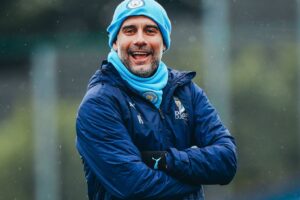 Guardiola no treino do Manchester City