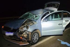 Ciclista morre após ser atropelado por carro na BR-153 em Anápolis (GO) (Foto: Divulgação/PRF)