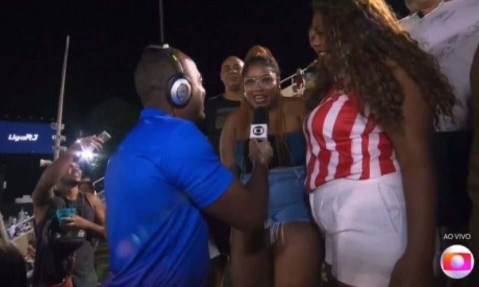 Foliã viraliza e vira meme após dizer que veio da Costa do Marfim em entrevista ao vivo na Sapucaí: Zona Norte está diferente