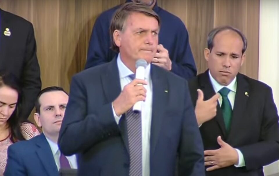 Bolsonaro durante discurso na Convenção Nacional das Assembleias de Deus, em Goiânia (Foto: reprodução/TV Brasil)