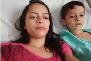 Antonia Janayana e Nycolas Ravy na enfermaria do Hugol. (Foto: Captura Vídeo)