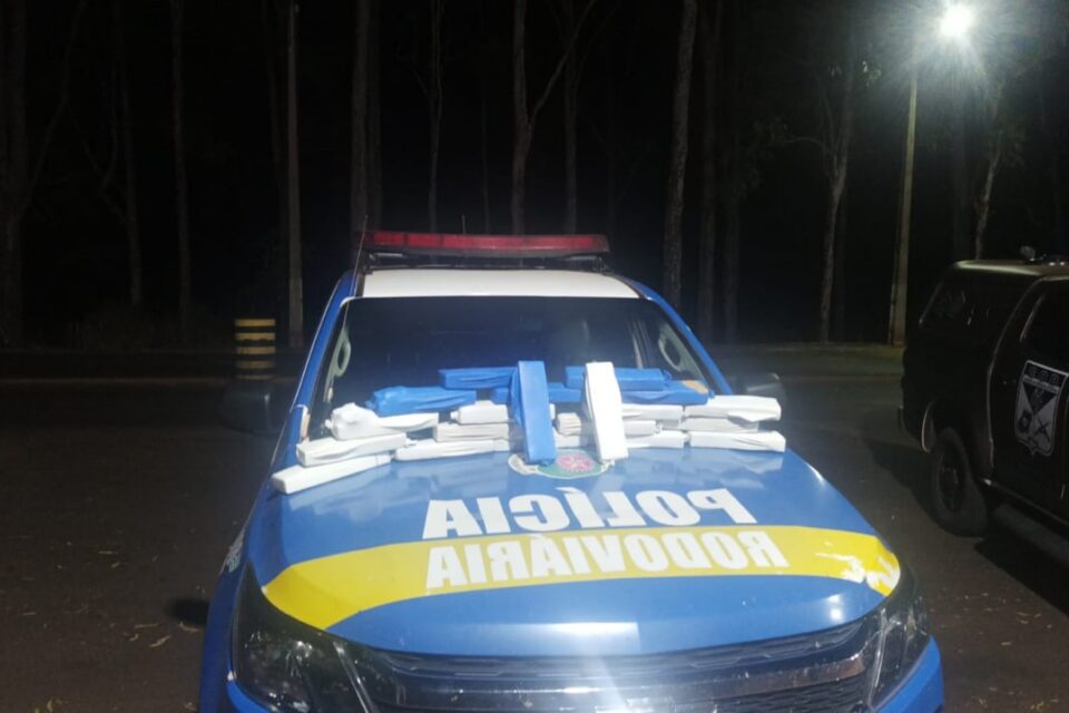 Tabletes de maconha apreendidos pela Polícia. (Foto: Divulgação PM)