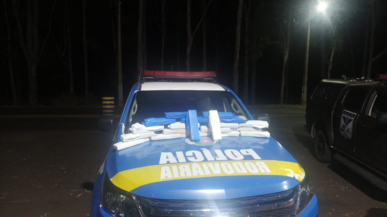 Tabletes de maconha apreendidos pela Polícia. (Foto: Divulgação PM)