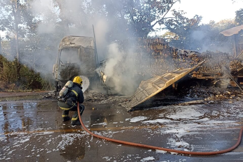 Militares fizeram combate direto às chamas (Foto: Divulgação/Bombeiros)