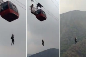 Bondinhos “quebram” a 300 metros de altura e turistas descem por corda na Índia