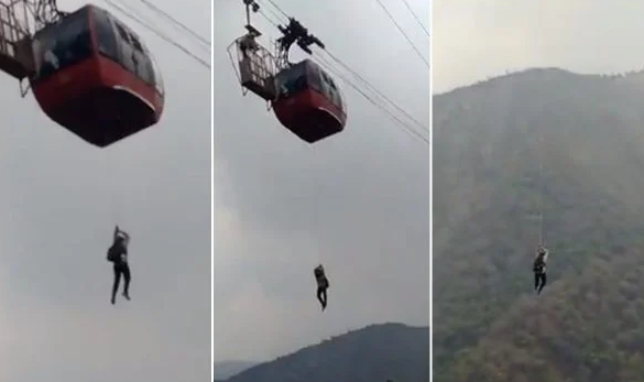 Bondinhos “quebram” a 300 metros de altura e turistas descem por corda na Índia