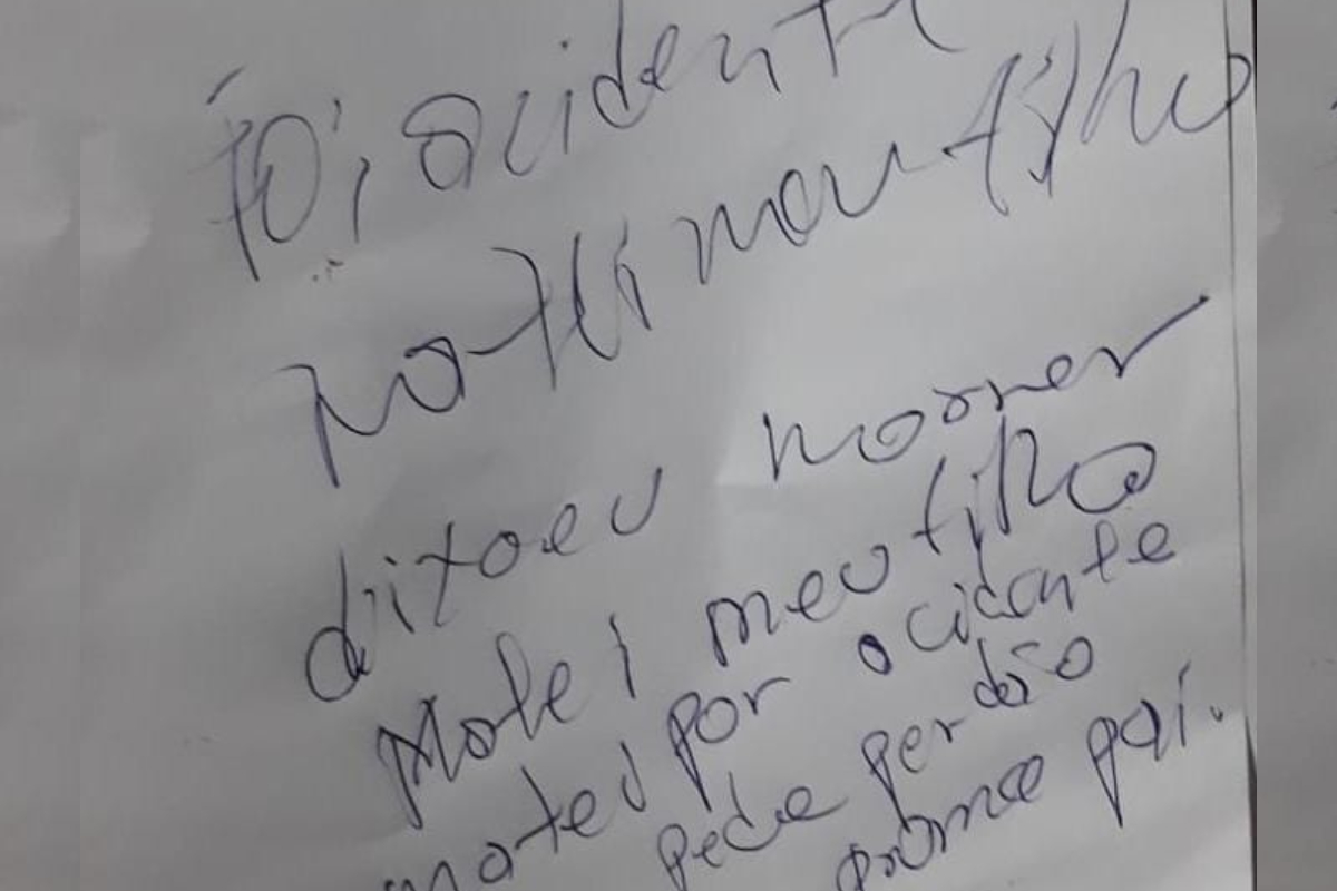 Enquanto estava dentro da ambulância, pai escreveu uma carta dizendo que o fato foi um acidente (Foto: Divulgação – PC)