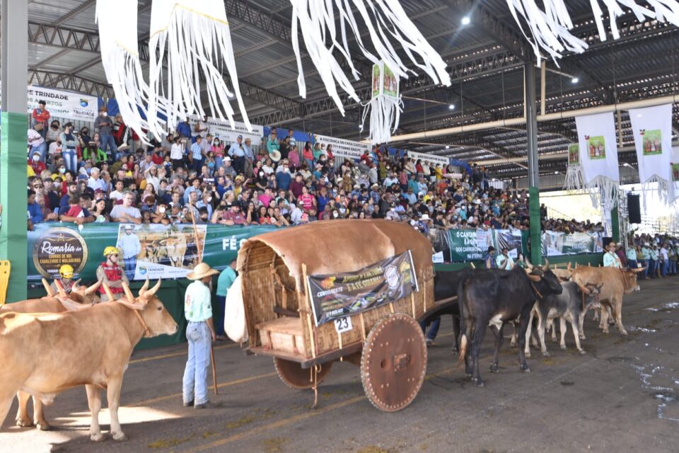 O tradicional desfile de carreiros e muladeiros acontece em Trindade, nesta quinta (30). A atração faz parte da Romaria do Divino Pai Eterno. (Foto: Jucimar de Sousa/Mais Goiás)