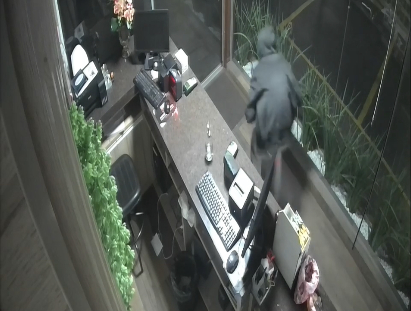 Câmeras de segurança flagraram o indivíduo furtando a padaria (Foto: Captura)