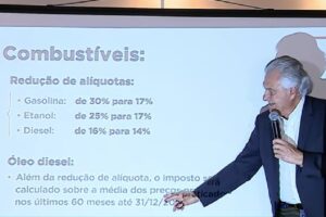 Impacto da redução de ICMS em Goiás será de R$ 0,85 na gasolina, diz Caiado