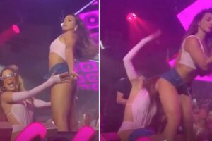 Em show em Ibiza, Anitta esfrega o rosto no bumbum de bailaria com quem teve affair; vídeo