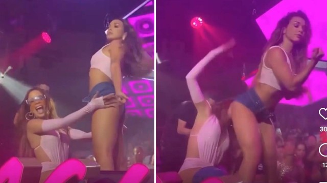 Em show em Ibiza, Anitta esfrega o rosto no bumbum de bailaria com quem teve affair; vídeo