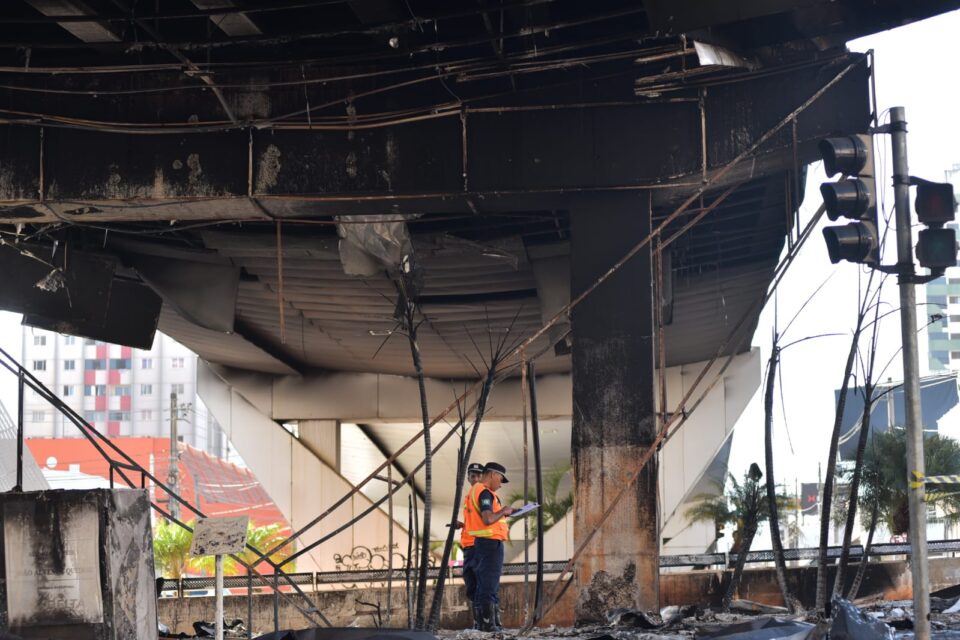 Prefeitura vai reforçar alicerces do viaduto da T-63 atingido por incêndio, em Goiânia (Foto: Jucimar de Sousa/Mais Goiás)