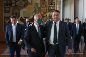O presidente de Portugal, Marcelo Rebelo de Sousa, e o líder brasileiro, Jair Bolsonaro, em Brasília - Marcos Corrêa - 2.ago.21/Presidência da República/Divulgação