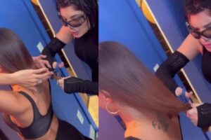 Anitta mostra GKay cortando seu cabelo com tesoura de papel: 'Depois cresce'; veja antes e depois
