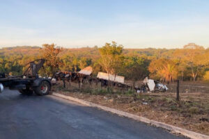 Um caminhoneiro de 31 anos morreu depois que a carreta bitrem que ele conduzia capotou, na GO-020. Acidente aconteceu por volta das 01h desta quarta-feira (24), próximo ao município de Pires do Rio, no Sudeste de Goiás. O nome da vítima ainda não foi divulgado.