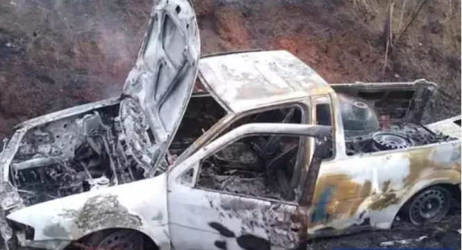 Motorista embriagado abandona carro pegando fogo em Minas Gerais