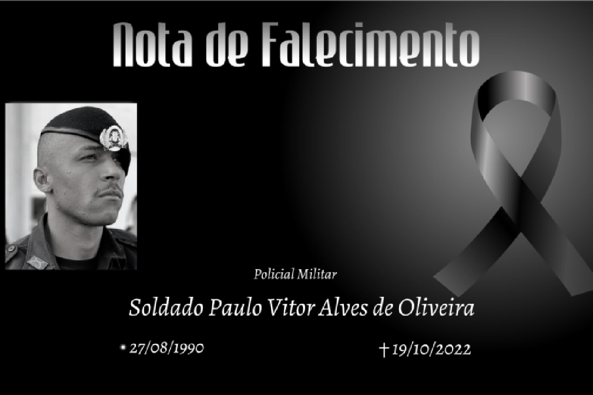 Em uma publicação oficial, a Polícia Militar de Goiás lamentou a morte do soldado Paulo Vitor Alves de Oliveira