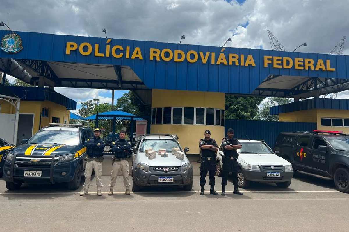 A droga estava escondida na carroceria de uma caminhonete Fiat Strada, na BR-060